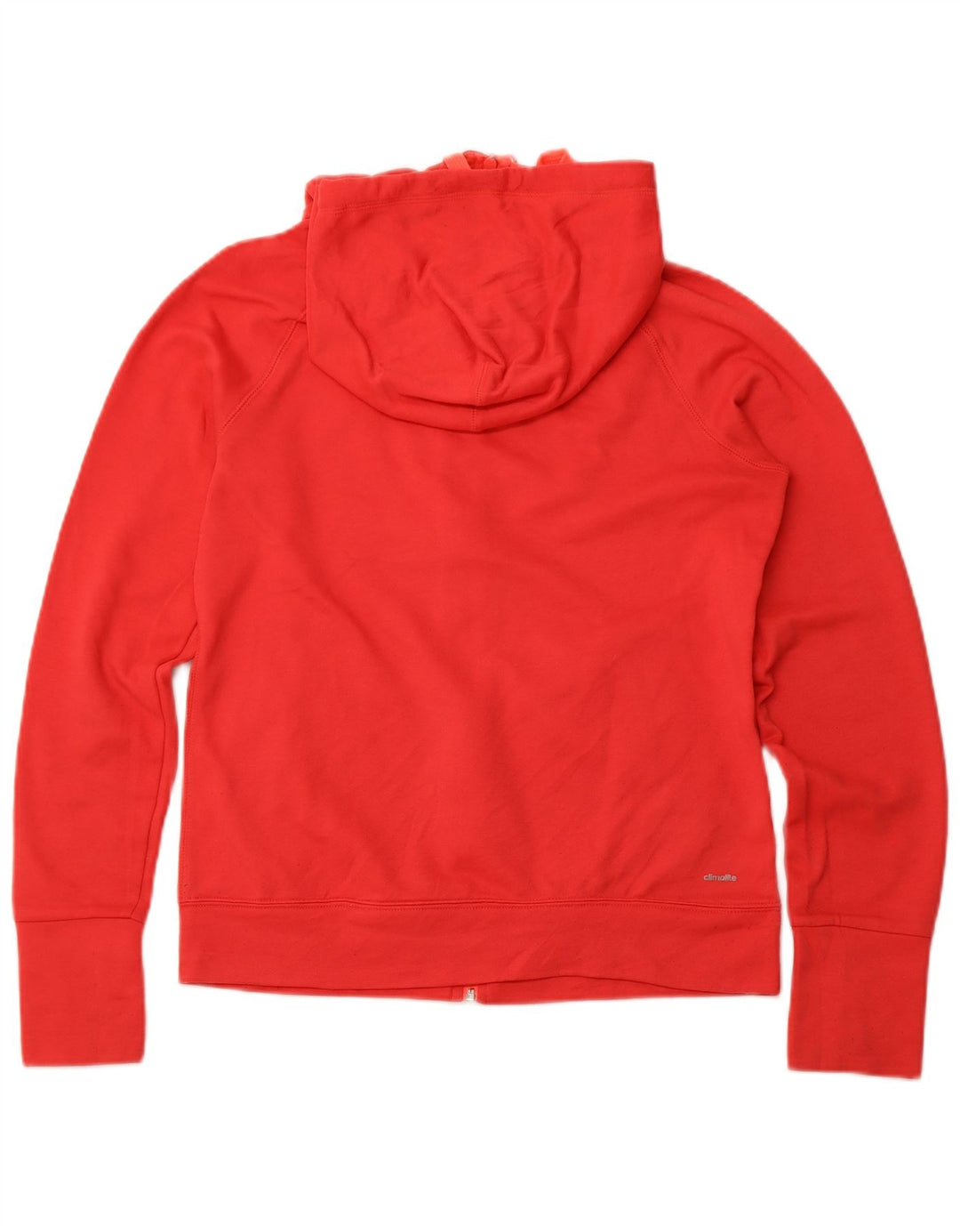 ADIDAS Womens Zip Hoodie Sweater UK 12/14 Medium Red Polyester