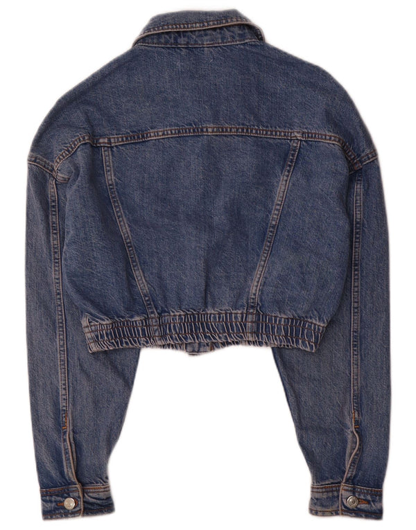 Topshop Damen Crop Denim Jacke UK 8 Small Blau