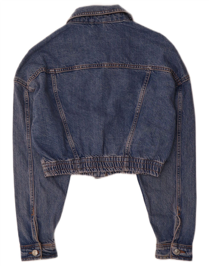 Topshop Damen Crop Denim Jacke UK 8 Small Blau