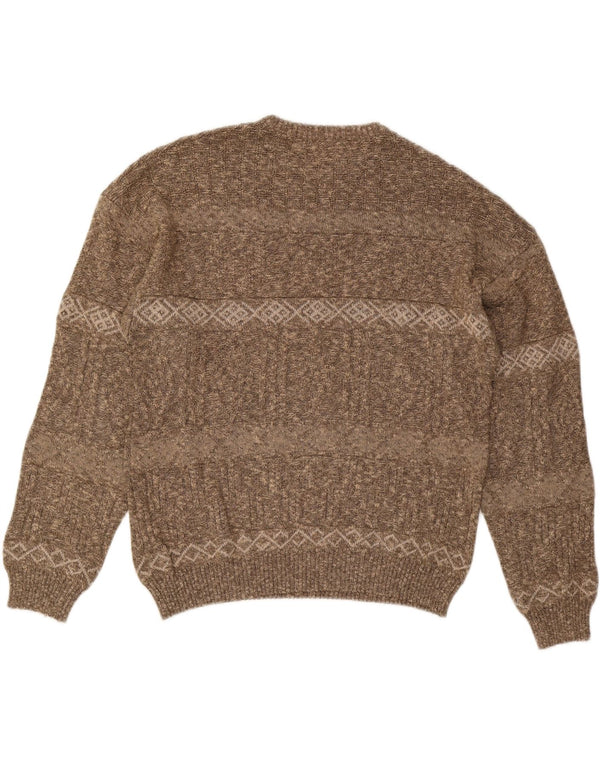 VINTAGE Herren Pullover mit Rundhalsausschnitt IT 56 2XL Braun gestreift