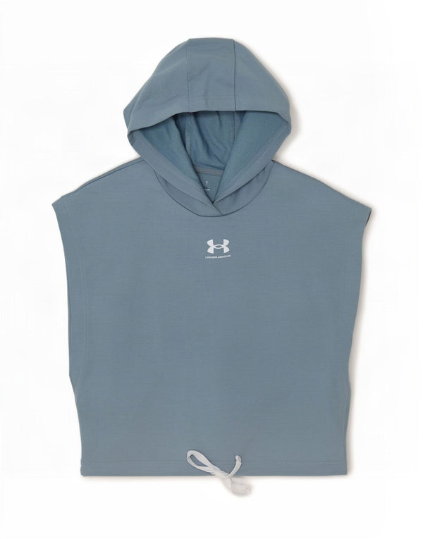 Under Armour Womens Crop Hooded Oversized Vest Top UK 10 Small Blue