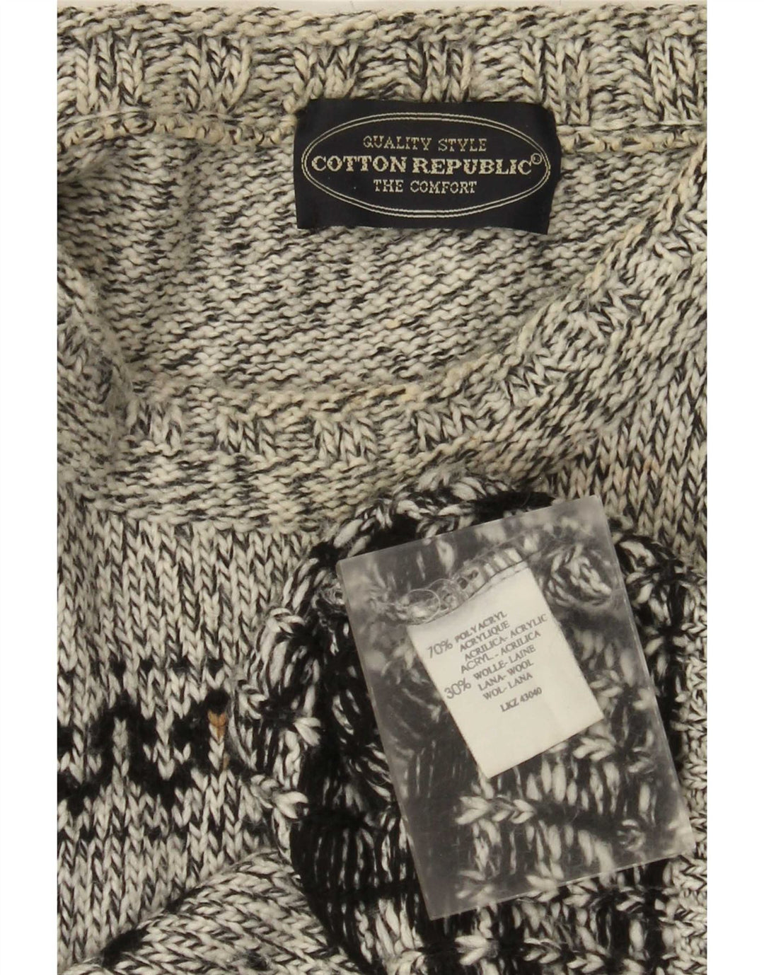 Cotton Republic Herren-Pullover mit Rundhalsausschnitt, Mittelgrau, Fair Isle