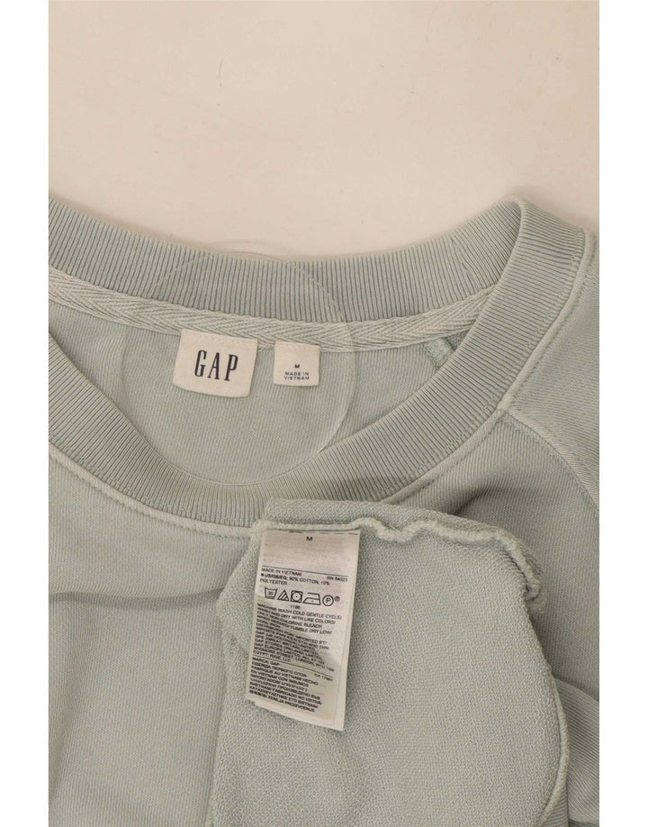 Gap Damen Kurzarm-Sweatshirt-Pullover UK 14 Mittelgrüne Baumwolle