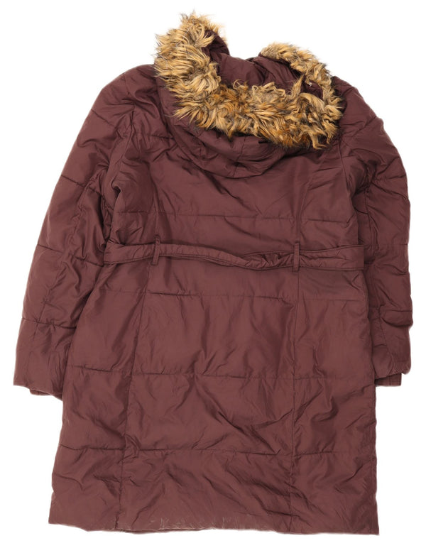 Dkny Damen Kapuzenmantel, gepolstert, UK 16, Größe L, Burgunderrot, Polyester