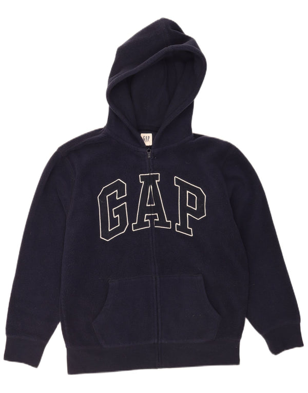 Gap Jungen-Fleecejacke mit grafischer Kapuze, 12–13 Jahre, 2XL, Marineblau, Baumwolle