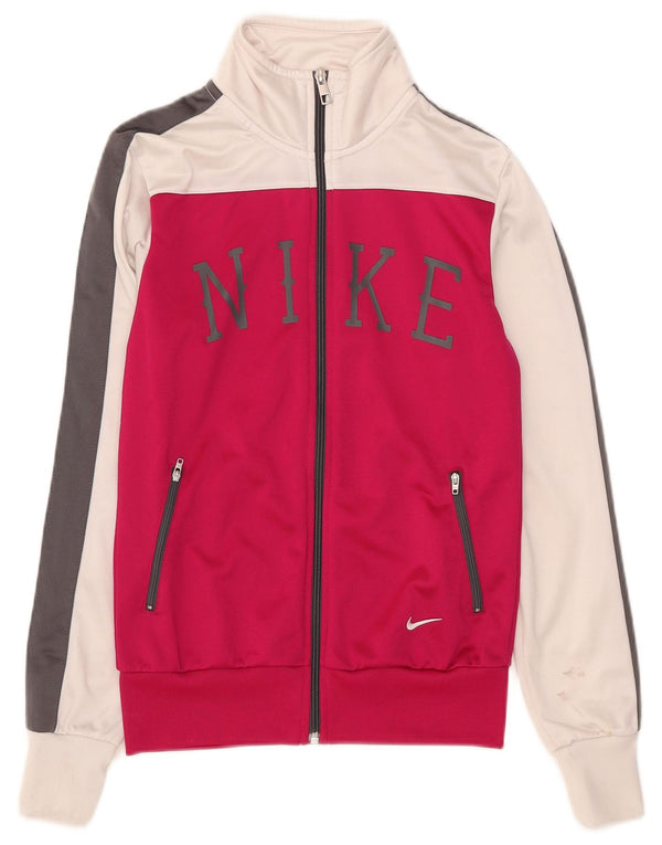 Nike Damen-Trainingsanzugoberteil mit Grafik, UK 10, Größe S, Rosa, Farbblock