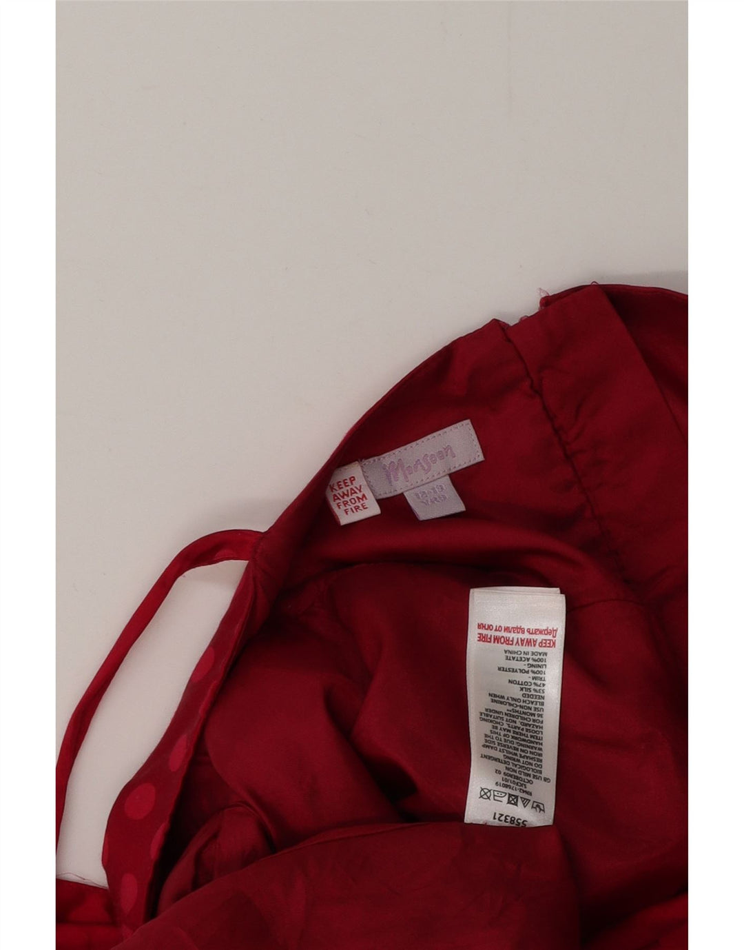 MONSOON Ärmelloses Maxikleid für Mädchen, 12–13 Jahre, rot gepunktetes Acetat