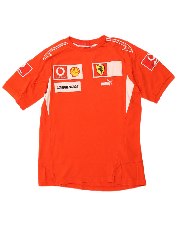 PUMA Herren Ferrari Graphic T-Shirt Top Small Rot Colourblock Baumwolle