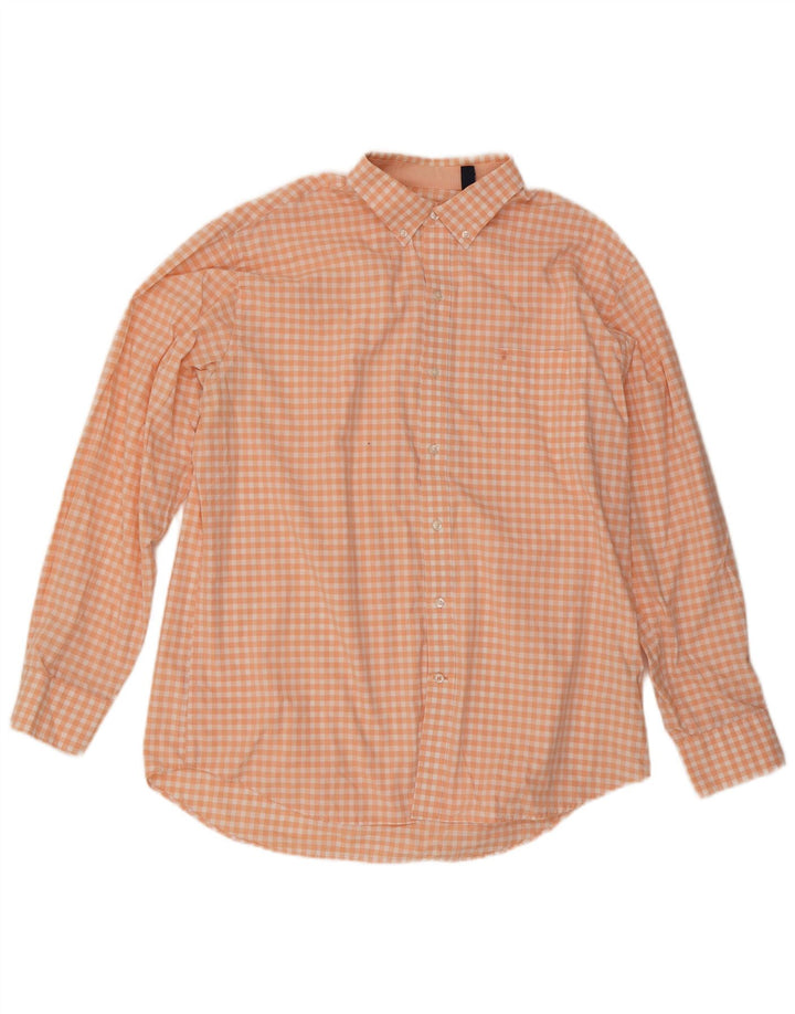 Izod Herrenhemd XL Orange Gingham Baumwolle