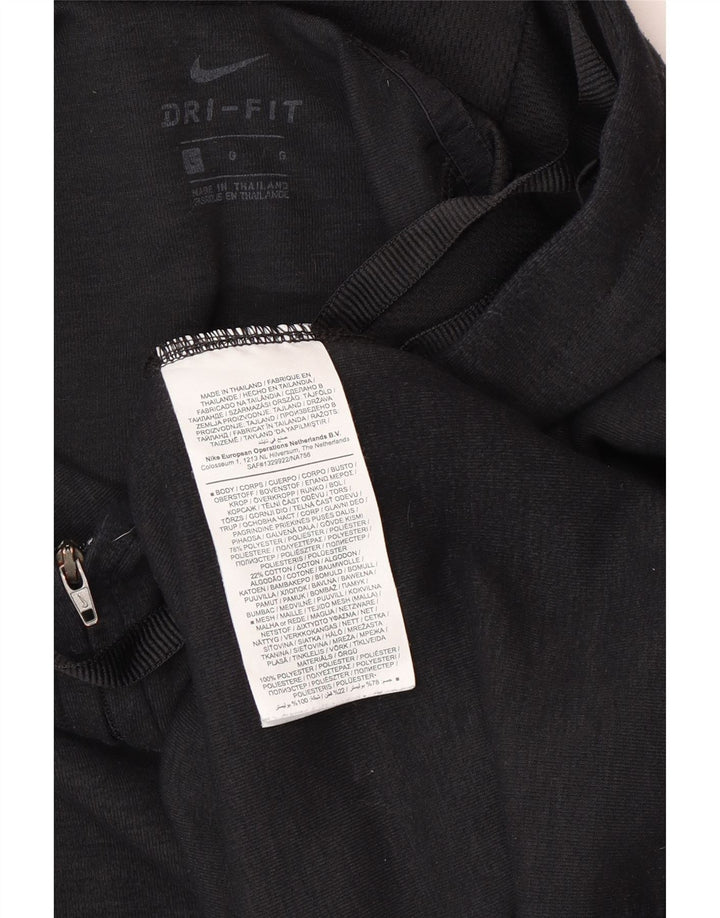 Nike Herren-Kapuzenpullover mit Reißverschluss am Hals, groß, schwarzes Farbblock-Polyester
