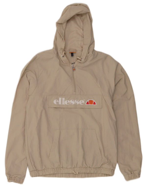 Ellesse Damen Übergroße Kapuzenpullover-Regenjacke UK 8 Small Beige Nylon