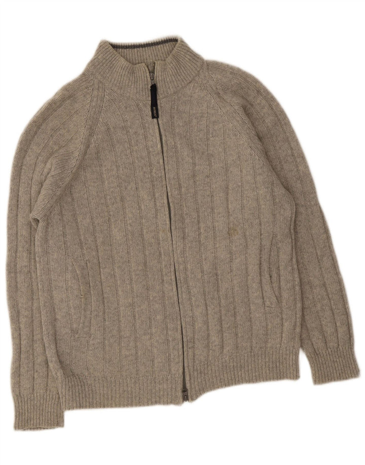Avirex Herren-Cardigan-Pullover aus mittelgrauer Wolle
