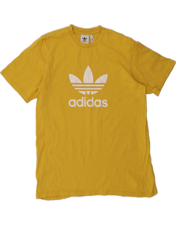 ADIDAS Mens Graphic T-Shirt Top Medium Yellow Cotton Vintage Adidas and Second-Hand Adidas from Messina Hembry 