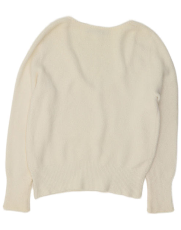Zara Damen-Pullover mit V-Ausschnitt, Gr. 42, Größe L, Weiß