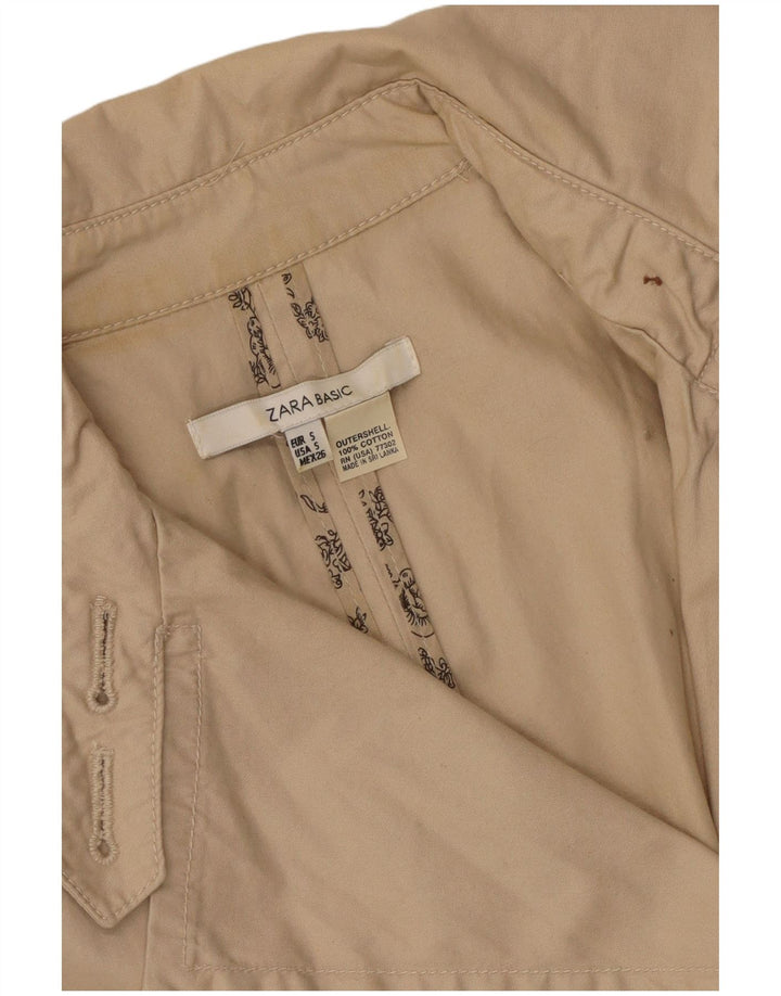 Zara Damen Trenchcoat UK 10 Small Beige Baumwolle