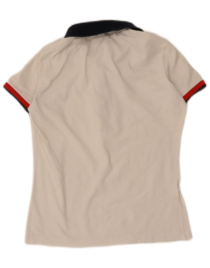 Fred Perry Damen-Poloshirt, UK 8, Small, weiße Colourblock-Baumwolle