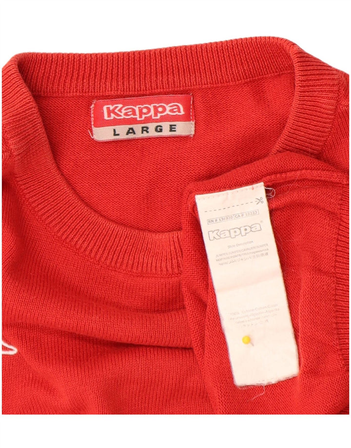 Kappa Herren-Pullover mit Rundhalsausschnitt, groß, rote Baumwolle