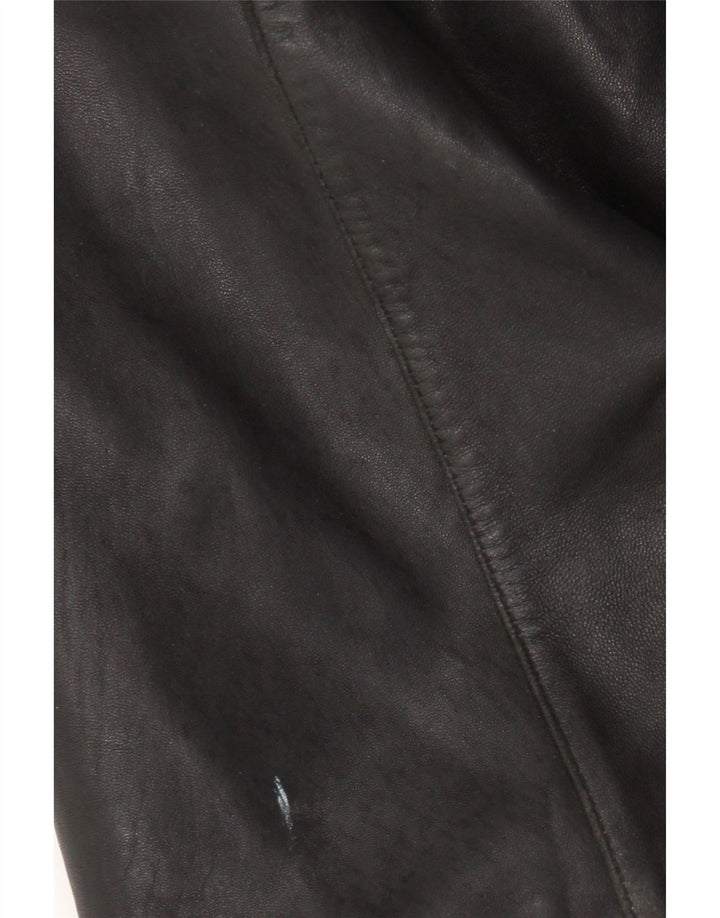 Liz Claiborne Damen Ledermantel UK 16 Großes schwarzes Leder