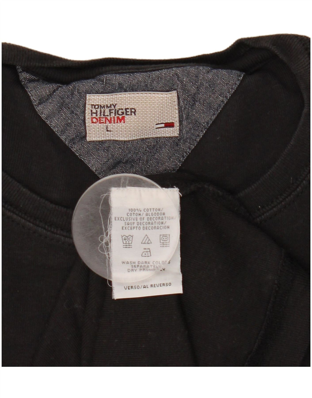Tommy Hilfiger Herren-Top, langärmelig, groß, schwarze Baumwolle