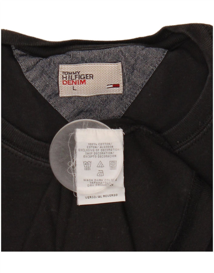 Tommy Hilfiger Herren-Top, langärmelig, groß, schwarze Baumwolle