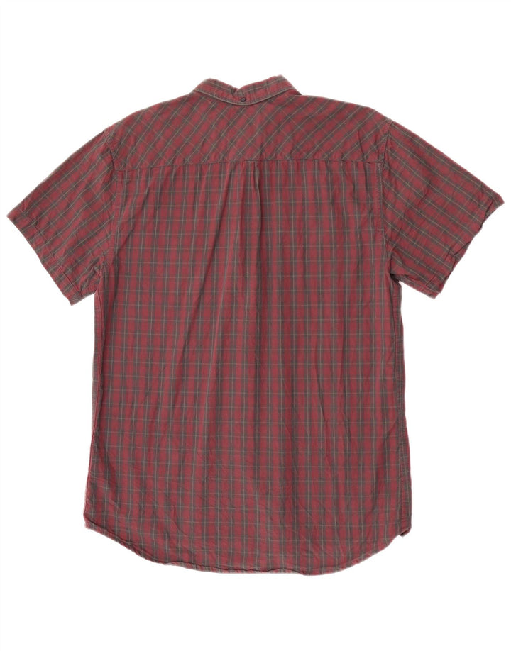 Quiksilver Herren-Kurzarmhemd, groß, rot kariert, Baumwolle