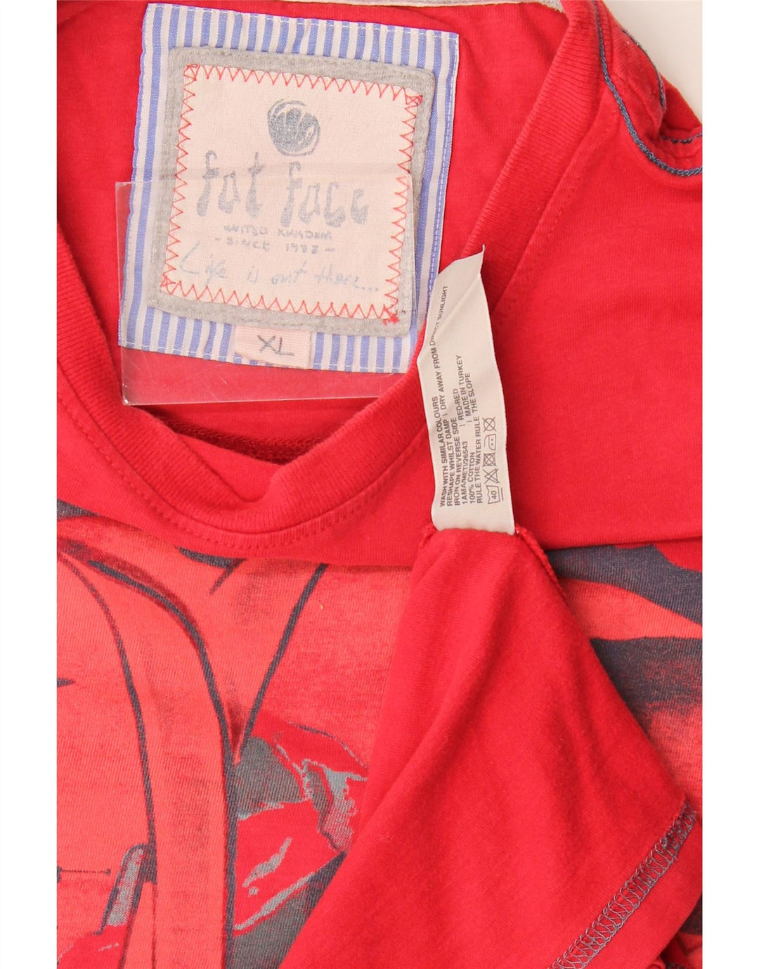 Fat Face Herren Grafik-T-Shirt-Oberteil XL aus roter Baumwolle