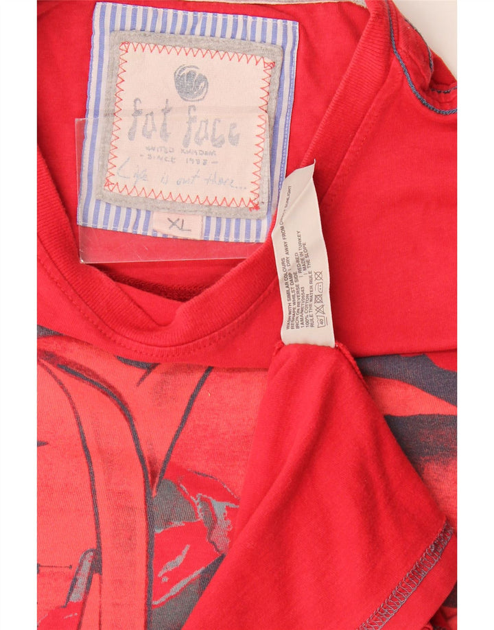 Fat Face Herren Grafik-T-Shirt-Oberteil XL aus roter Baumwolle
