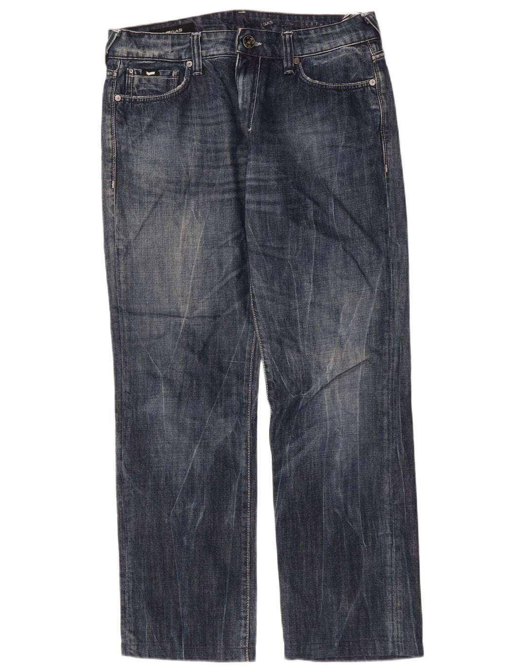 Gas Herren Straight Jeans W33 L30 Marineblaue Baumwolle