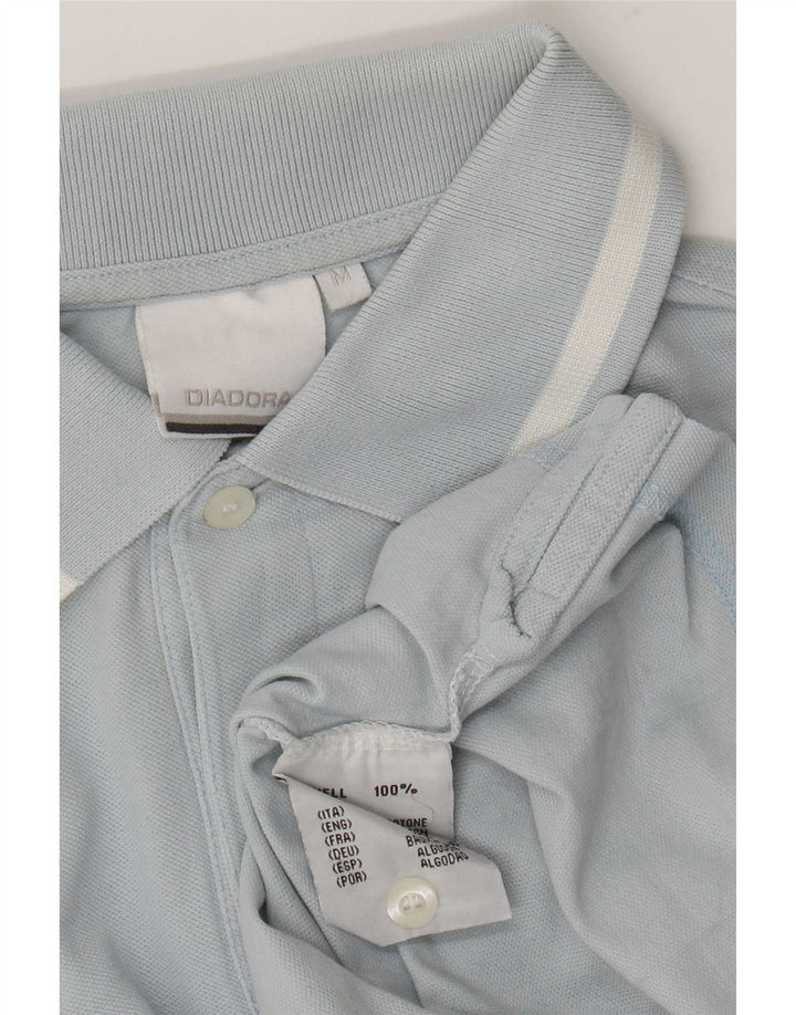 Diadora Herren Kurzarm-Poloshirt mit normaler Passform, mittelblaue Baumwolle