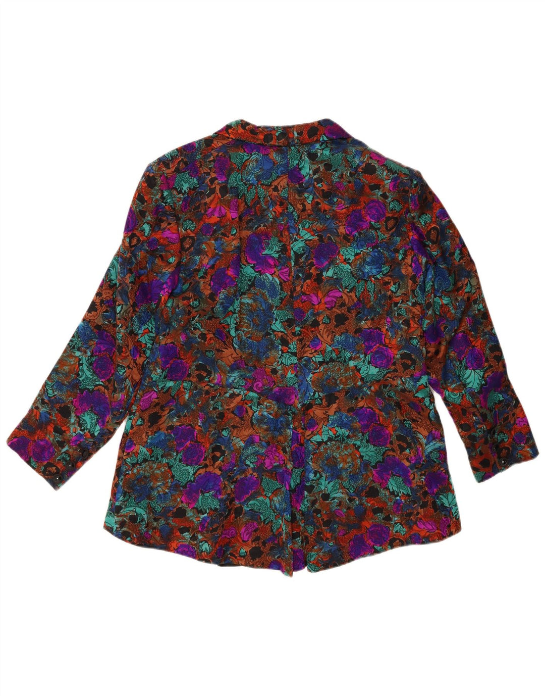 VINTAGE Womens Blazer Jacket UK 14 Large Multicoloured Floral