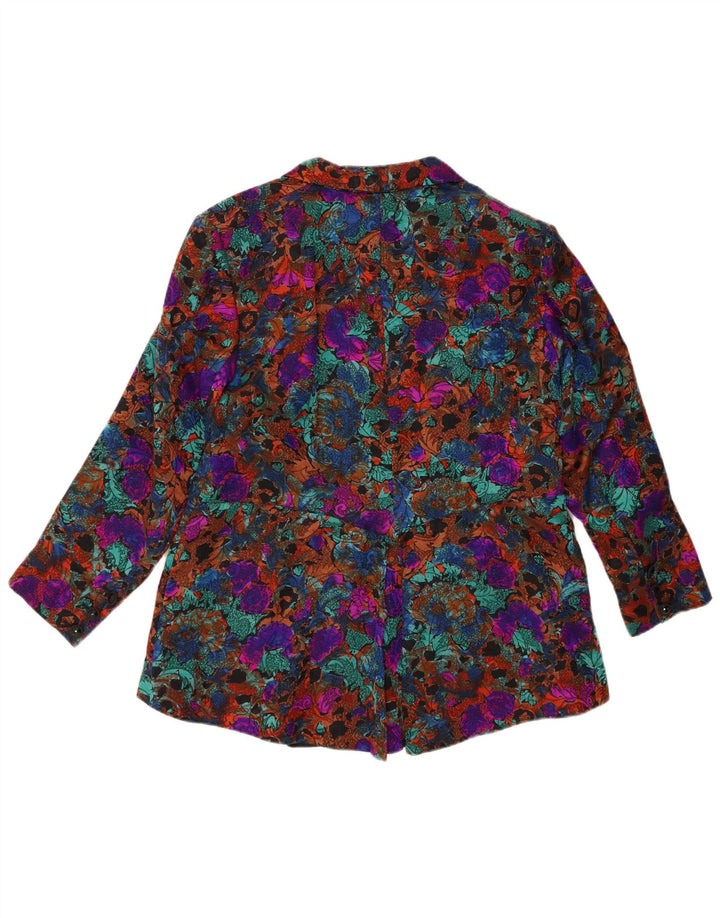VINTAGE Womens Blazer Jacket UK 14 Large Multicoloured Floral