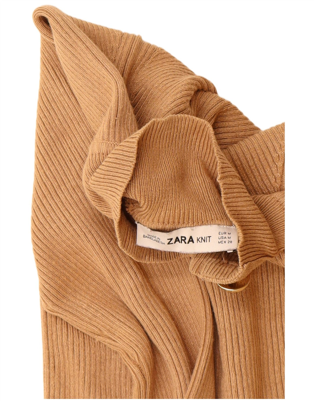 Zara Damen-Pullover mit Rollkragen, UK 12, mittelbeige Viskose