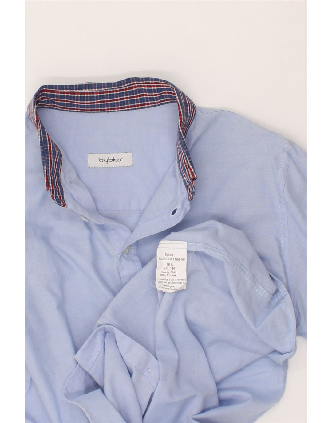 BYBLOS Boys Shirt 15-16 Years Blue Cotton Vintage Byblos and Second-Hand Byblos from Messina Hembry 