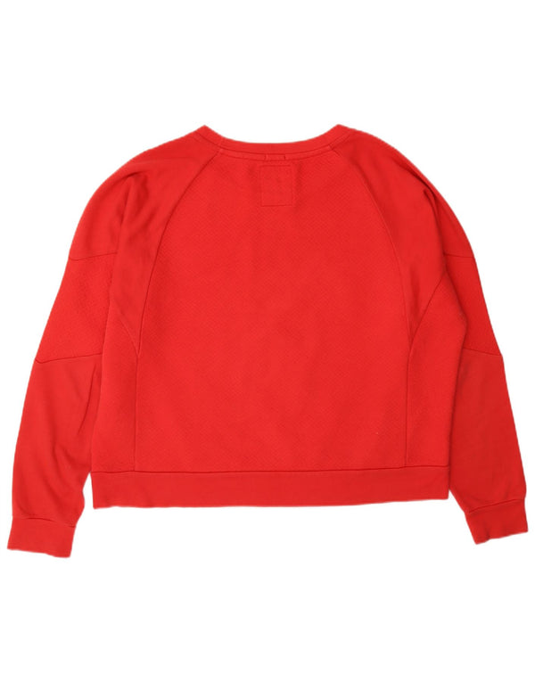 Superdry Damen Crop Graphic Sweatshirt Pullover UK 16 Large Rot Baumwolle