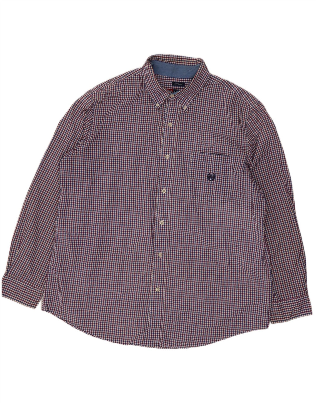 Chaps Herrenhemd XL, blaue Gingham-Baumwolle