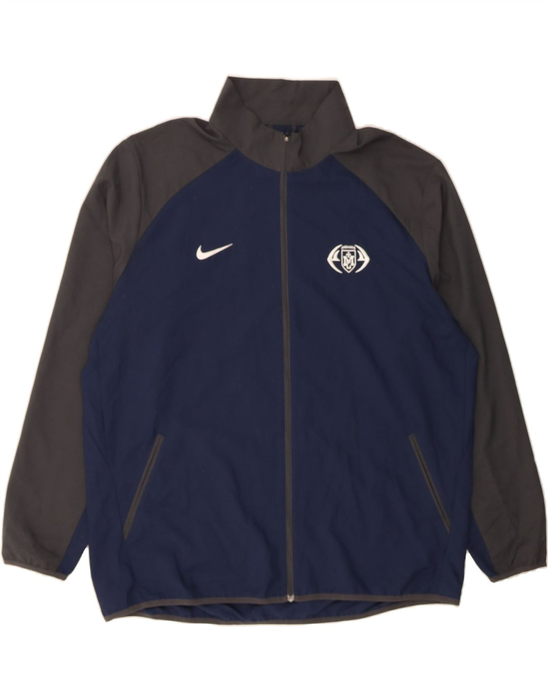 NIKE Mens Dri Fit Tracksuit Top Jacket 2XL Navy Blue Colourblock Polyester Vintage Nike and Second-Hand Nike from Messina Hembry 