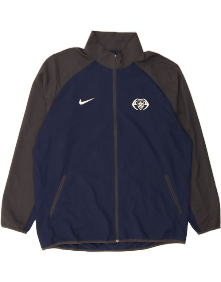 NIKE Mens Dri Fit Tracksuit Top Jacket 2XL Navy Blue Colourblock Polyester Vintage Nike and Second-Hand Nike from Messina Hembry 