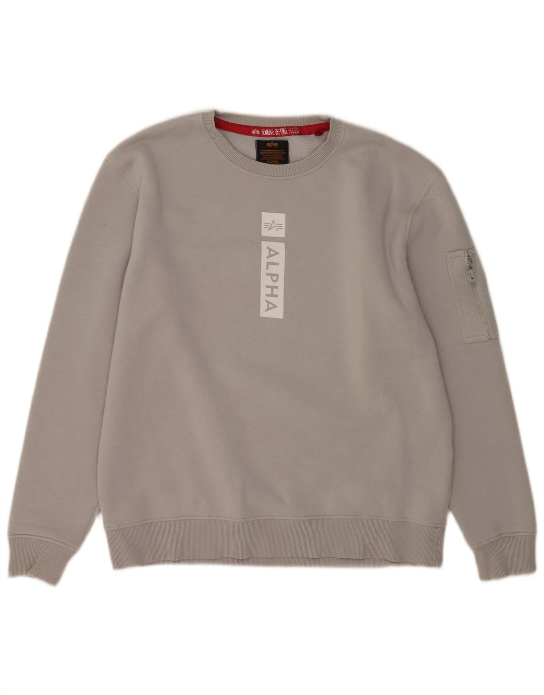 Alpha Industries Herren-Sweatshirt mit Grafik, groß, graue Baumwolle