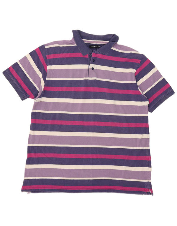 James Pringle Herren Poloshirt 2XL Lila gestreift