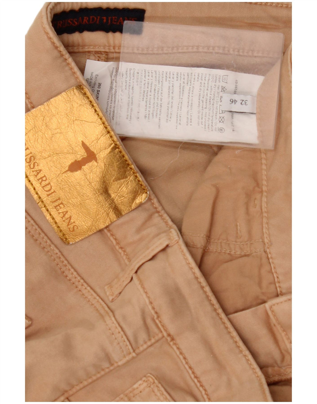 TRUSSARDI Damen Slim Freizeithose IT 46 Large W32 L30 Beige Lyocell