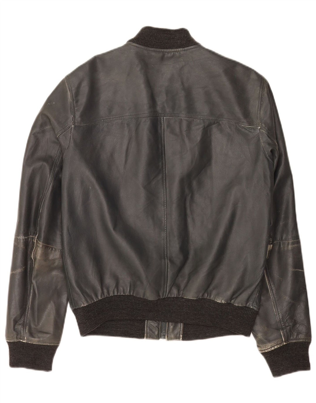 Trussardi Jeans Damen Bomber-Lederjacke IT 50 XL Marineblau