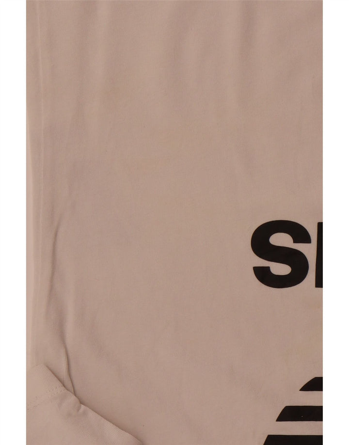 ADIDAS Damen Grafik T-Shirt Top UK 10 Small Weiße Baumwolle