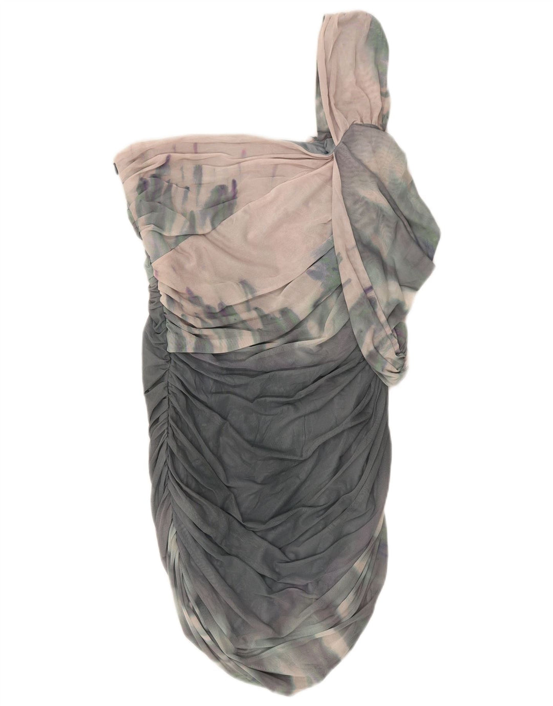 ZARA Womens One Shoulder Dress UK 14 Large Grey Colourblock Polyester