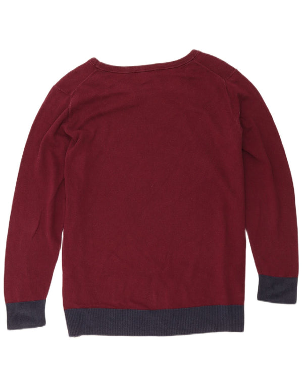 Gap Damen-Pullover mit U-Boot-Ausschnitt, UK 18, XL, Burgunderrot, Colourblock-Baumwolle