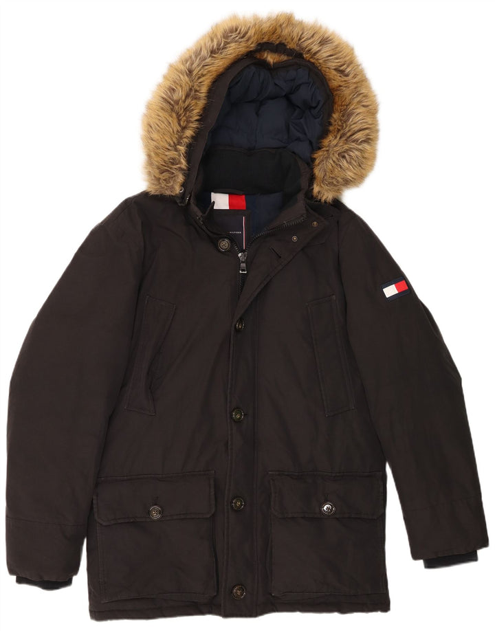 Tommy Hilfiger Herren-Jacke mit Kapuze, gepolstert, Größe 38, mittelschwarz, Baumwolle