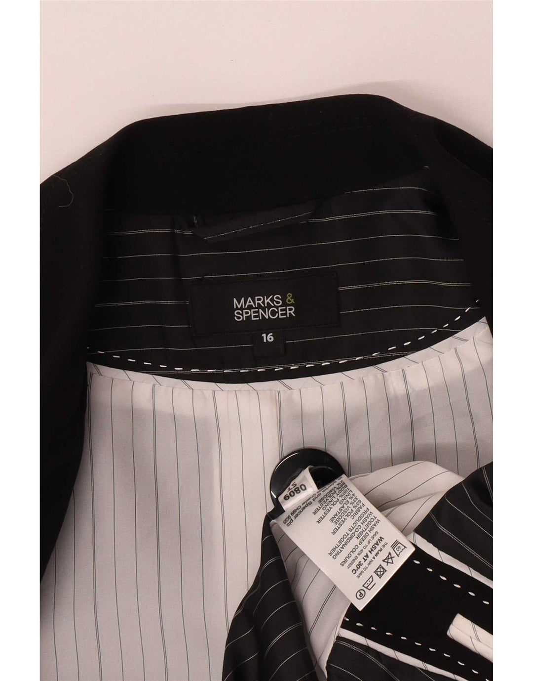 Marks & Spencer Damen-Blazerjacke mit 1 Knopf, UK 16, Größe L, Schwarz, Polyester