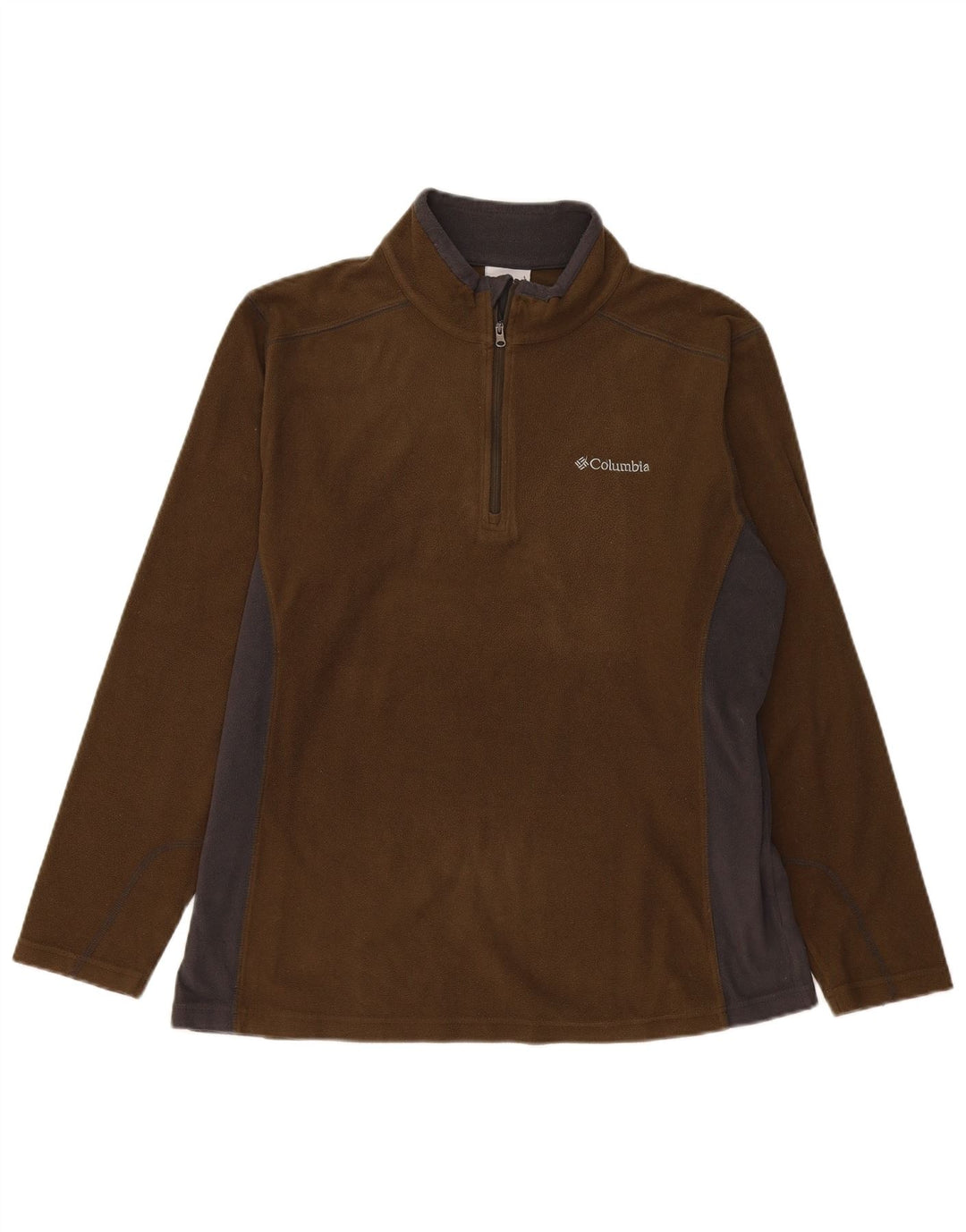 Columbia Herren-Fleecepullover mit Reißverschluss am Hals, großes Khaki-Farbblock-Polyester