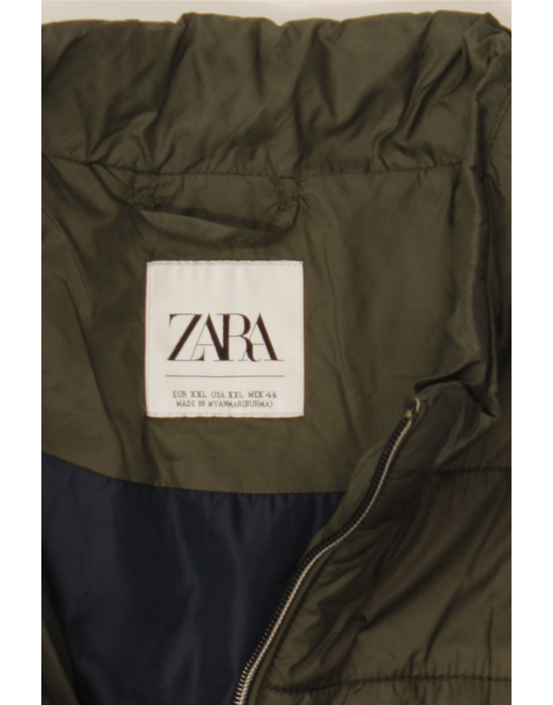 Zara Herren Wattierte Weste UK 44 2XL Khaki