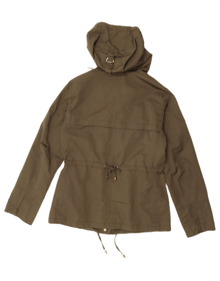 MASSIMO DUTTI Damen-Parkajacke mit Kapuze, UK 16, Größe L, Grün, Polyester