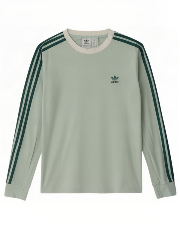Adidas Damen Top Langarm UK 12 Mittelgrüne Baumwolle